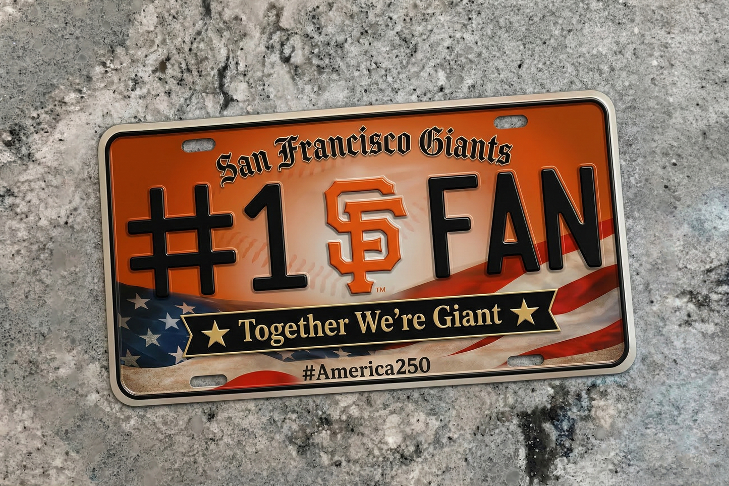 Baseball Car Plate Team Logo Fan America 250 Premium Car Plate