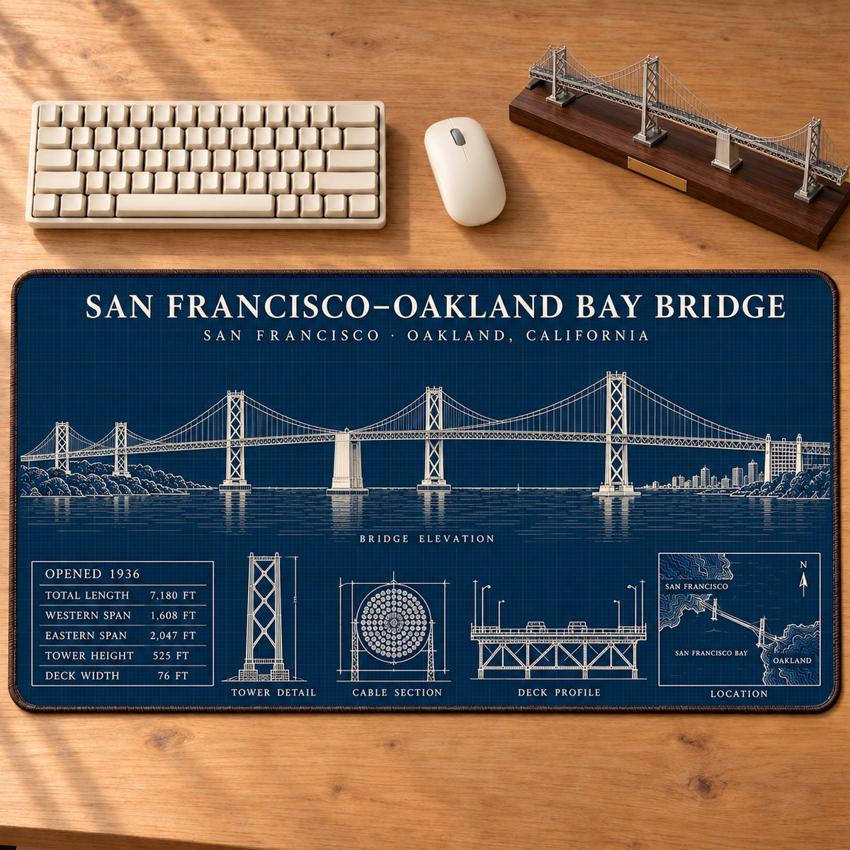 American Iconic Bridges Collection Desk Mat Mouse Pad Trending - 5to9vibe