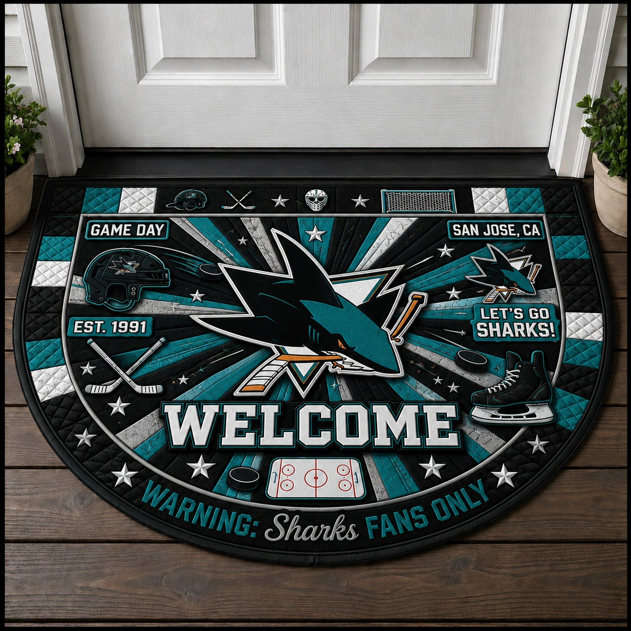 Hockey All Teams Custom Quilted Print Premium Welcome Mat – Personalized Baseball Doormat