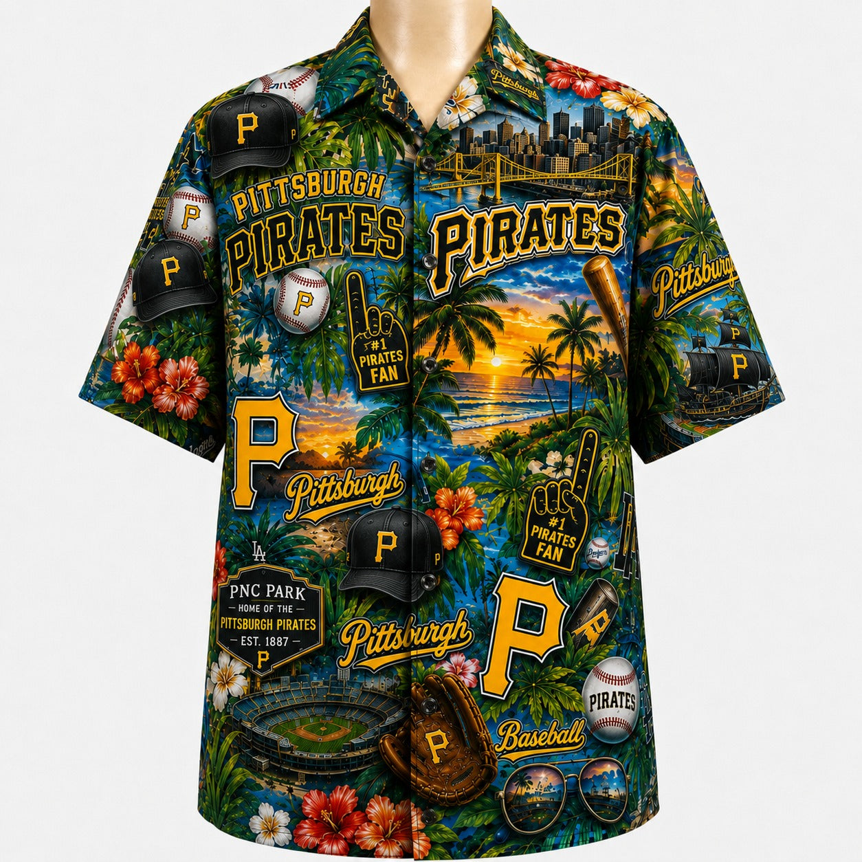 All Baseball Teams Tropical Sunset Paradise Pattern Vibe Summer Party Button-Up Unisex Hawaiian Shirt For Men and Women