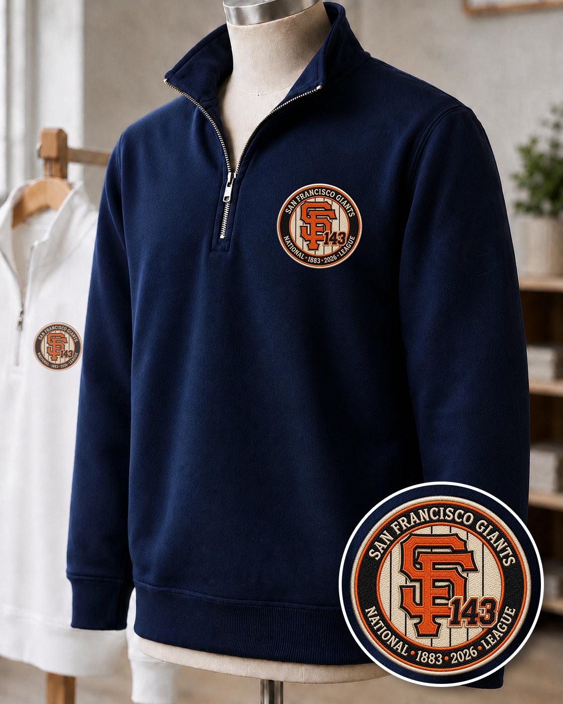 All Baseball Teams Embroidered Logo Anniversary  Premium Quarter Zip Sweatshirt, Inspired Quarter Zip Sweater, Unisex Baseball Sweatshirt