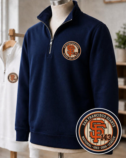 All Baseball Teams Embroidered Logo Anniversary  Premium Quarter Zip Sweatshirt, Inspired Quarter Zip Sweater, Unisex Baseball Sweatshirt