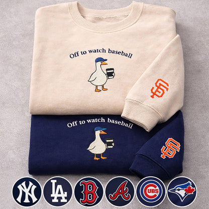 Off to watch Baseball Embroidered Logo Premium Quarter Zip Sweatshirt, Unisex Football Sweatshirt
