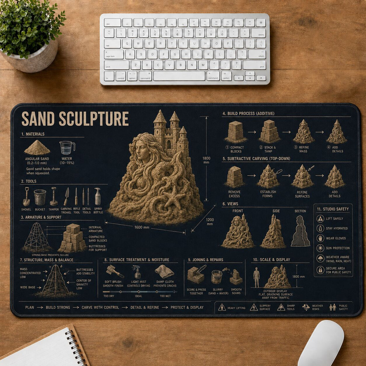 Sand Sculpture Creative Reference Guide Desk Mat | 5To9Vibe