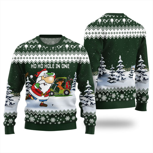 Santa And Golf Mens Ugly Christmas Sweater