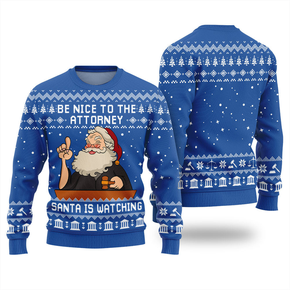 Santa Attorney Funny Ugly Xmas Sweater Royal