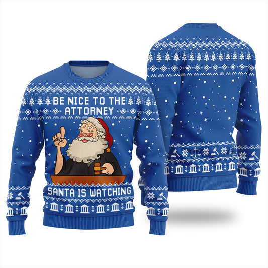 Santa Attorney Funny Ugly Xmas Sweater Royal