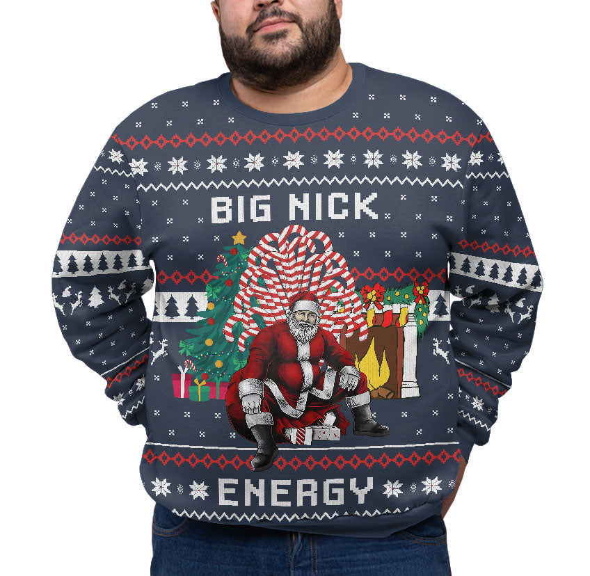 Santa Big Nick Energy Plus Size Ugly Christmas Sweater