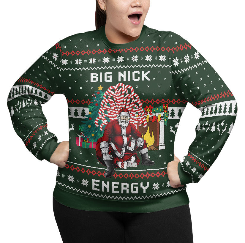 Santa Big Nick Energy Plus Size Ugly Christmas Sweater
