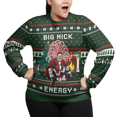 Santa Big Nick Energy Plus Size Ugly Christmas Sweater