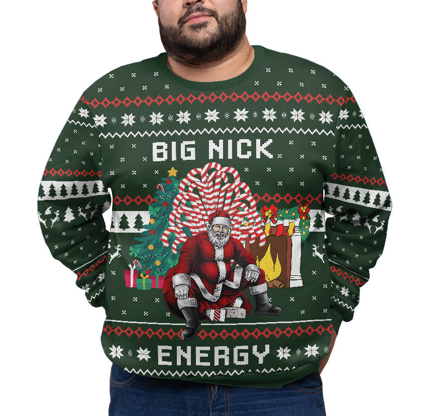 Santa Big Nick Energy Plus Size Ugly Christmas Sweater