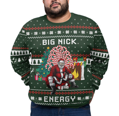 Santa Big Nick Energy Plus Size Ugly Christmas Sweater