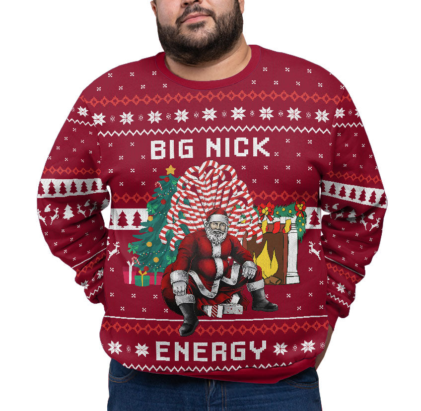 Santa Big Nick Energy Plus Size Ugly Christmas Sweater