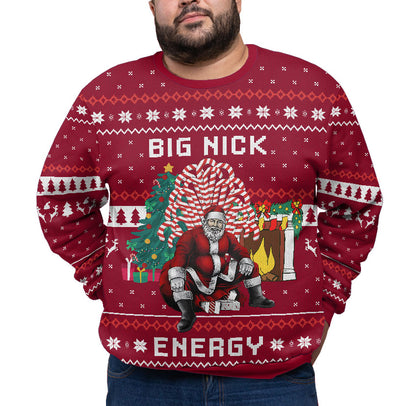 Santa Big Nick Energy Plus Size Ugly Christmas Sweater