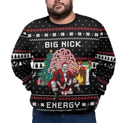 Santa Big Nick Energy Plus Size Ugly Christmas Sweater