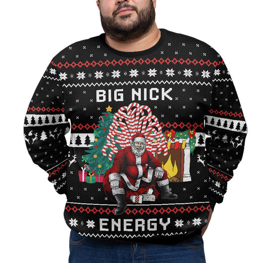 Santa Big Nick Energy Plus Size Ugly Christmas Sweater