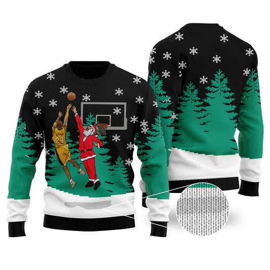 Santa Funny Basketball Ugly Christmas Sweater - Funny Ugly Christmas Sweater