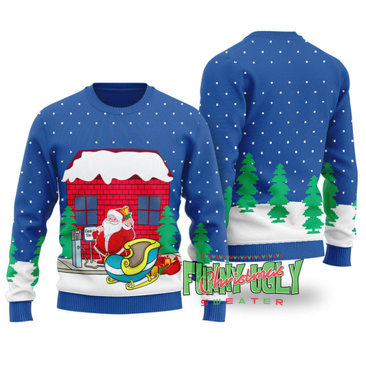 Santa Charging Station Funny Christmas Sweater Royal