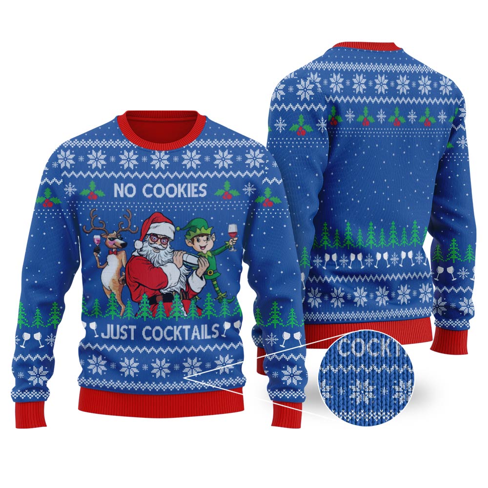 Santa Claus Cocktails Ugly Christmas Sweater Royal
