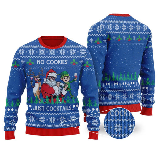 Santa Claus Cocktails Ugly Christmas Sweater Royal