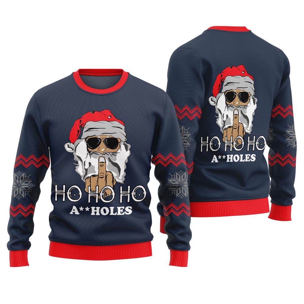 Santa Claus HO HO HO Naughty Ugly Sweater