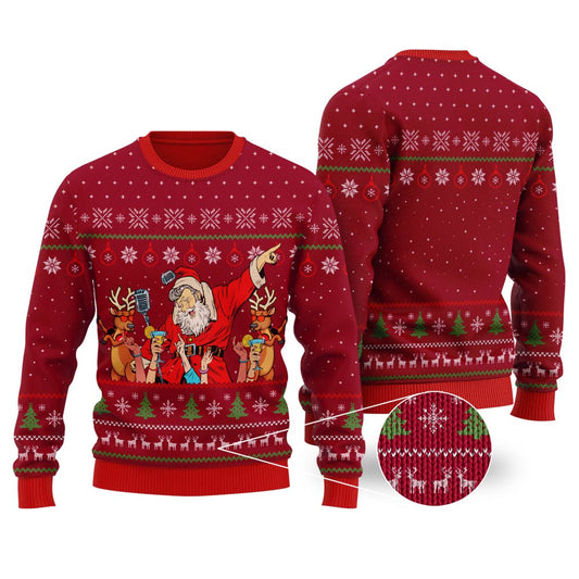 Santa Claus Party Ugly Christmas Sweater Cardinal Red