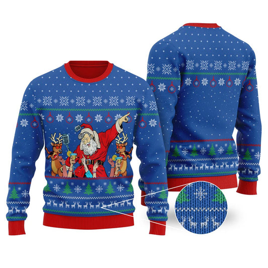 Santa Claus Party Ugly Christmas Sweater Royal