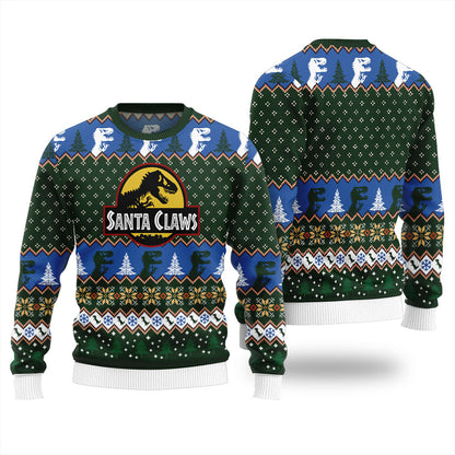 Santa Claws Dinosaur Ugly Christmas Sweater