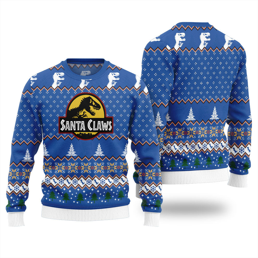 Santa Claws Dinosaur Ugly Christmas Sweater