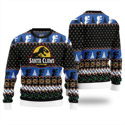 Santa Claws Dinosaur Ugly Christmas Sweater