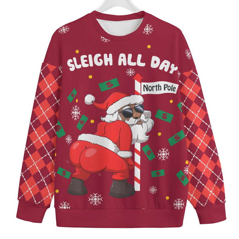 Santa Dancing North Pole Plus Size Womens Ugly Christmas Sweater