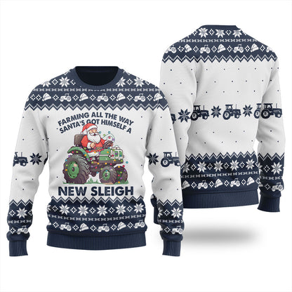 Santa Farm Truck Christmas Sleigh Ugly Sweater For Men