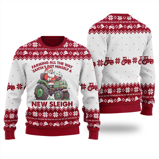Santa Farm Truck Christmas Sleigh Ugly Sweater For Men