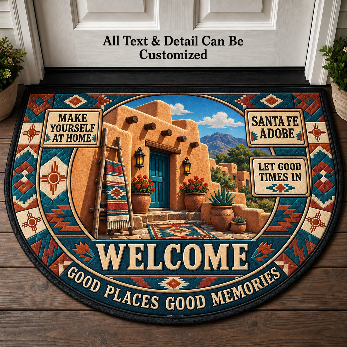 Santa Fe Adobe Personalized Half Round Mat | 5To9Vibe