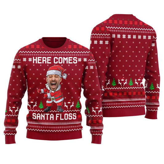 Santa Floss Custom Face Ugly Christmas Sweater