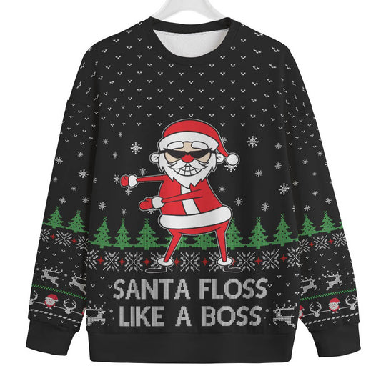 Santa Floss Like A Boss Plus Size Christmas Sweater