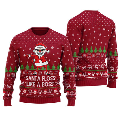 Santa Floss Like A Boss Ugly Christmas Sweater