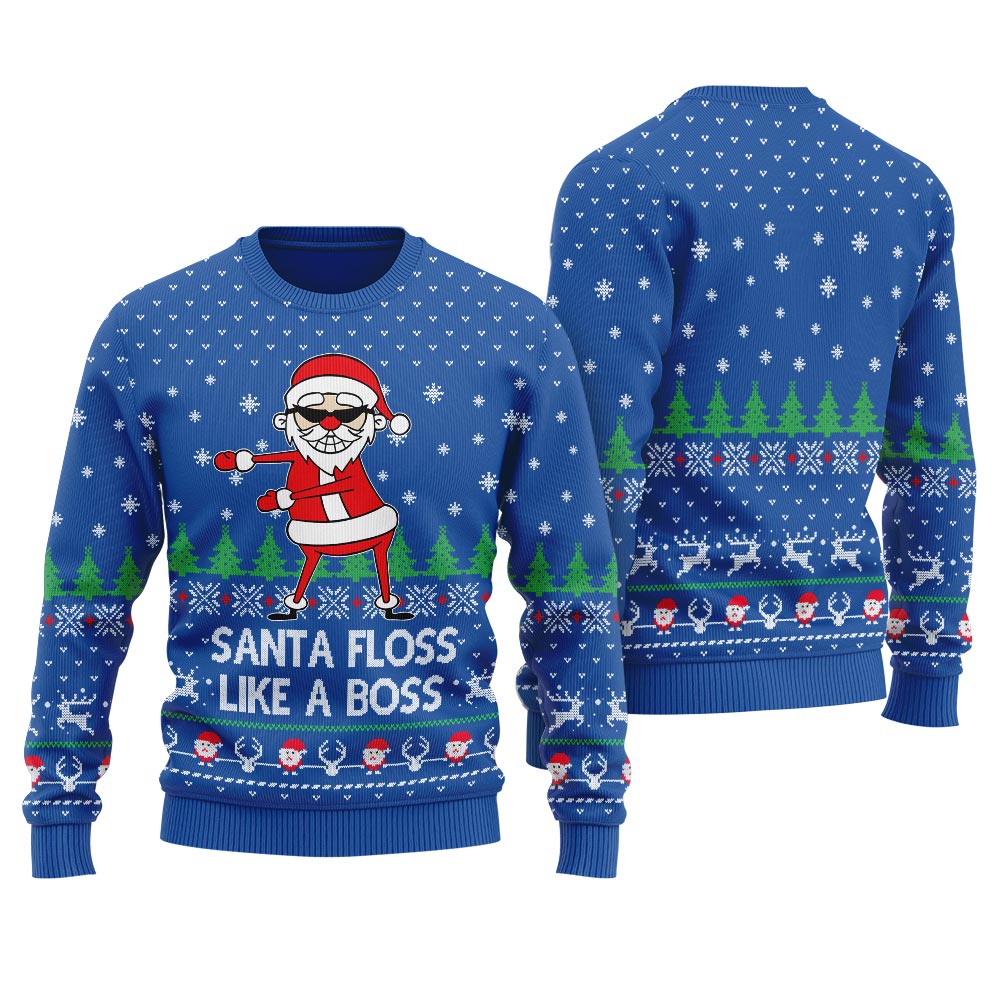 Santa Floss Like A Boss Ugly Christmas Sweater