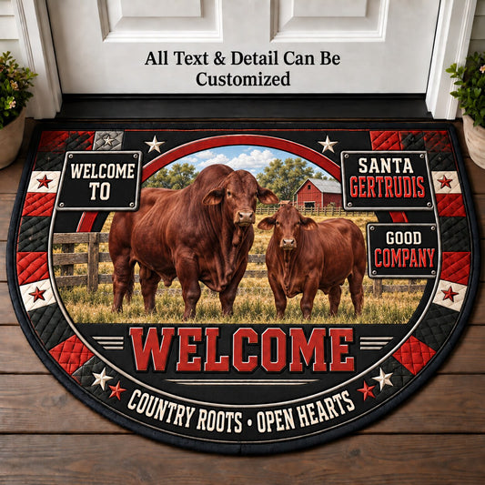 Santa Gertrudis Personalized Half Round Mat | 5To9Vibe