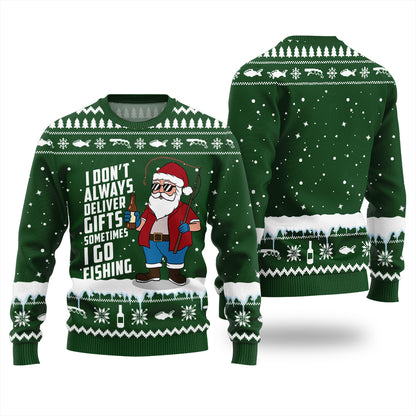 Santa Goes Fishing Funny Ugly Christmas Sweater