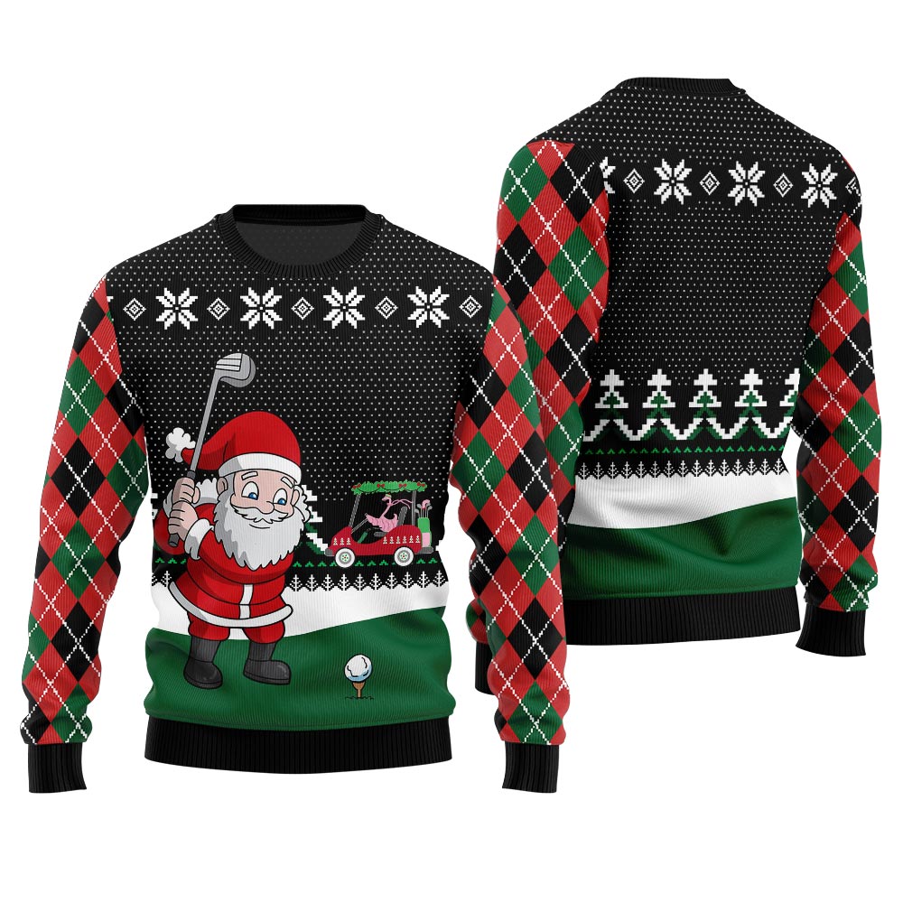 Santa Golfer Ugly Christmas Sweater