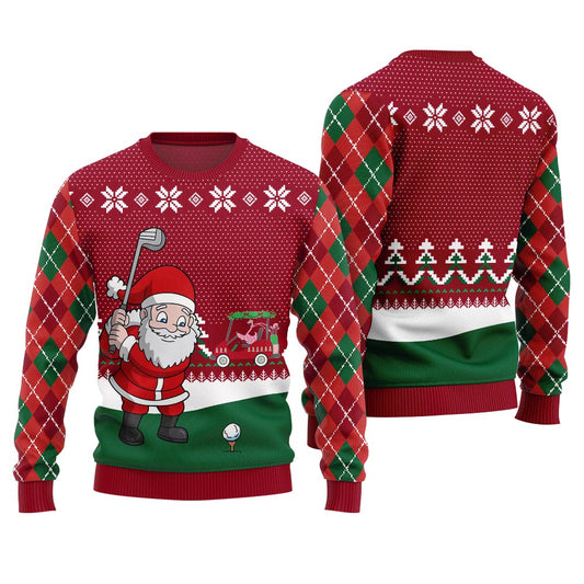 Santa Golfer Ugly Christmas Sweater