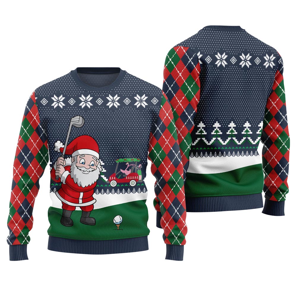 Santa Golfer Ugly Christmas Sweater