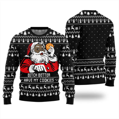 Santa Has Cookies Funny Ugly Christmas Sweater For Men