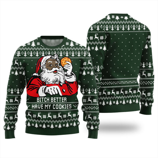 Santa Has Cookies Funny Ugly Christmas Sweater For Men