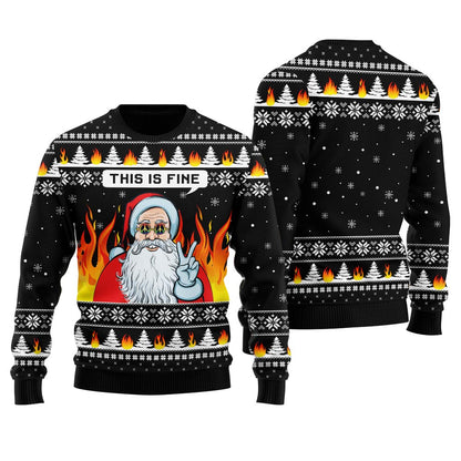 Santa Say Hi With The Fire Women's Ugly Christmas Sweater