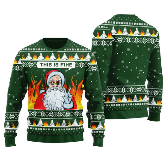 Santa Is On Fire Ugly Christmas Sweater