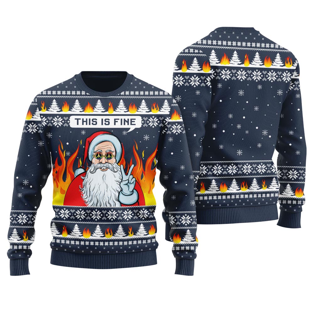 Santa Is On Fire Ugly Christmas Sweater