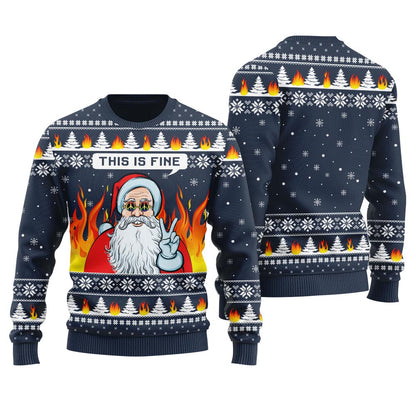 Santa Is On Fire Ugly Christmas Sweater