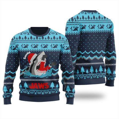Santa Shark Jaws Christmas Sweater For Women
